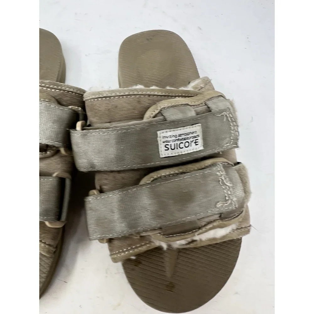 Suicoke MOTO Cab Slide Sandal Men's‎ size 4 Women's 6 Tan Shearling Lined